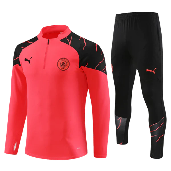 Conjunto Puma Manchester City 23/24 Zíper Curto- Vermelho E Preto