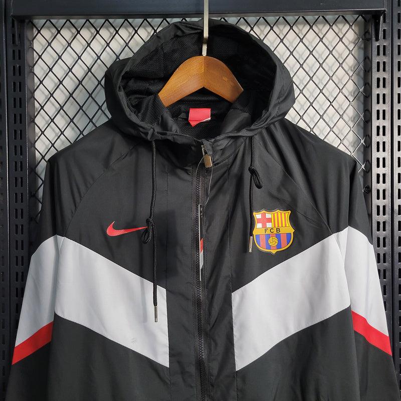 Jaqueta Corta-Vento Barcelona 23/24 Masculino Nike - Preto e Branco