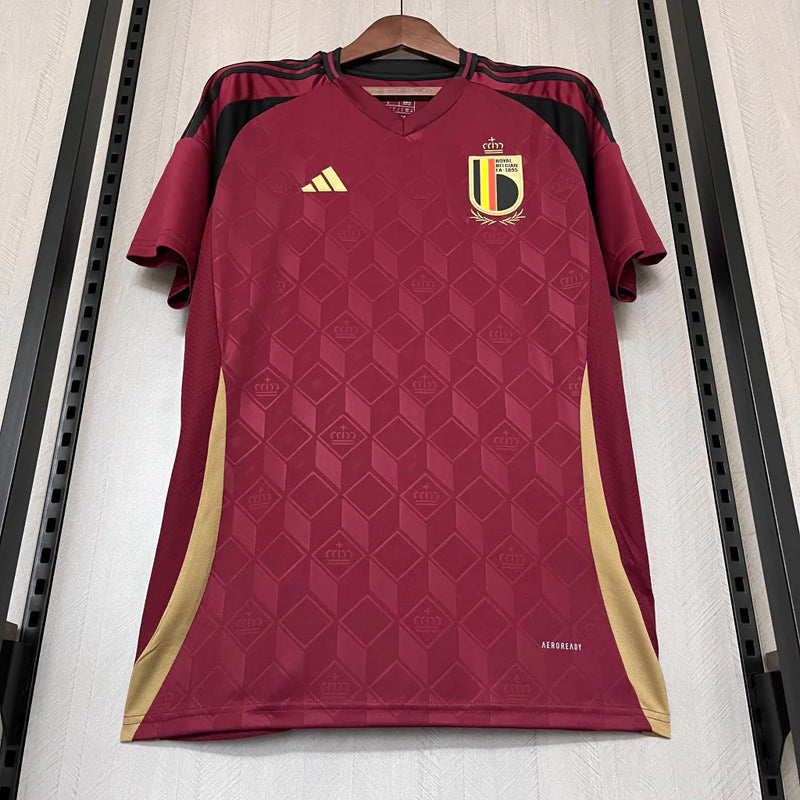 Camisa Bélgica I Home 2024/25 Torcedor Adidas Masculino Grená