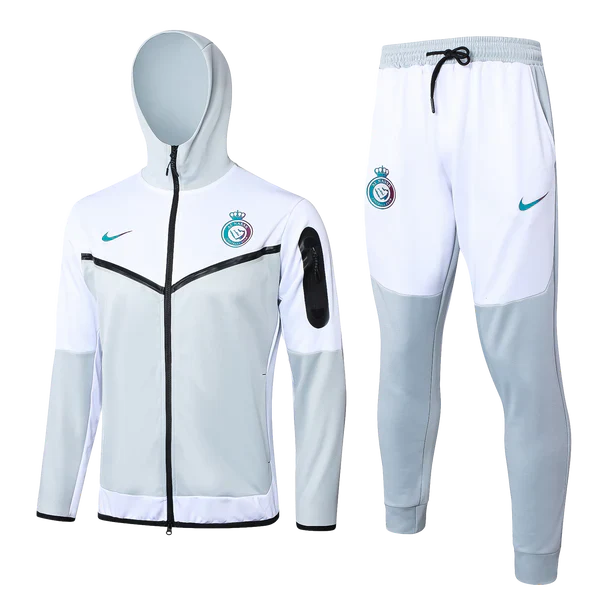 Conjunto Nike Tech Fleece Refletivo Al Nassr 23/24 Zíper Longo Branco