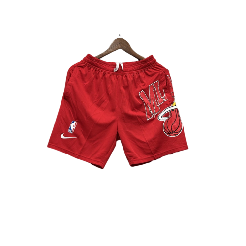 Shorts NBA Miami Heat 23/24 Casual - Nike - Vermelho - Branco - Preto