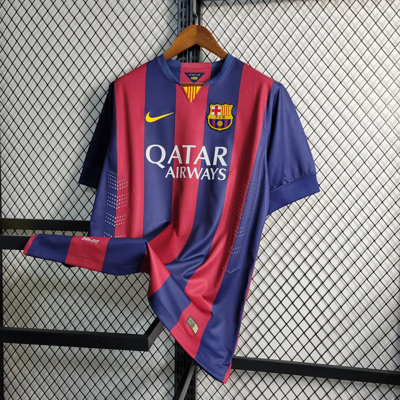 Camisa Retro Barcelona I Home Nike 2014/15 Masculino Azul e Grená