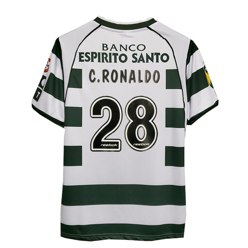 Camisa Retrô Sporting Portugal Home Reebok 2002/03 Masculino Verde e Branco