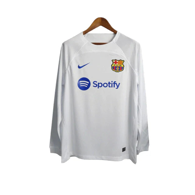 Camisa Barcelona Away 23/24 - Manga Longa- Torcedor Nike Masculina - Branco